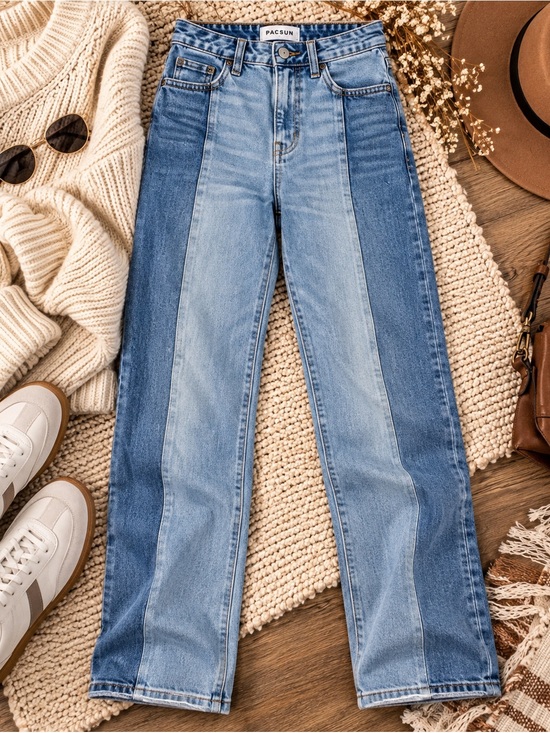 PacSun Denim - PacSun Two Tone Panel Jeans High Rise 90s Y2K Sz 25